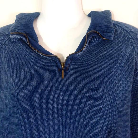 Cocoon Bay Women Sz XL Vintage Blue Sweater Denim Pockets Zip Collar Boho Retro - Picture 2 of 6